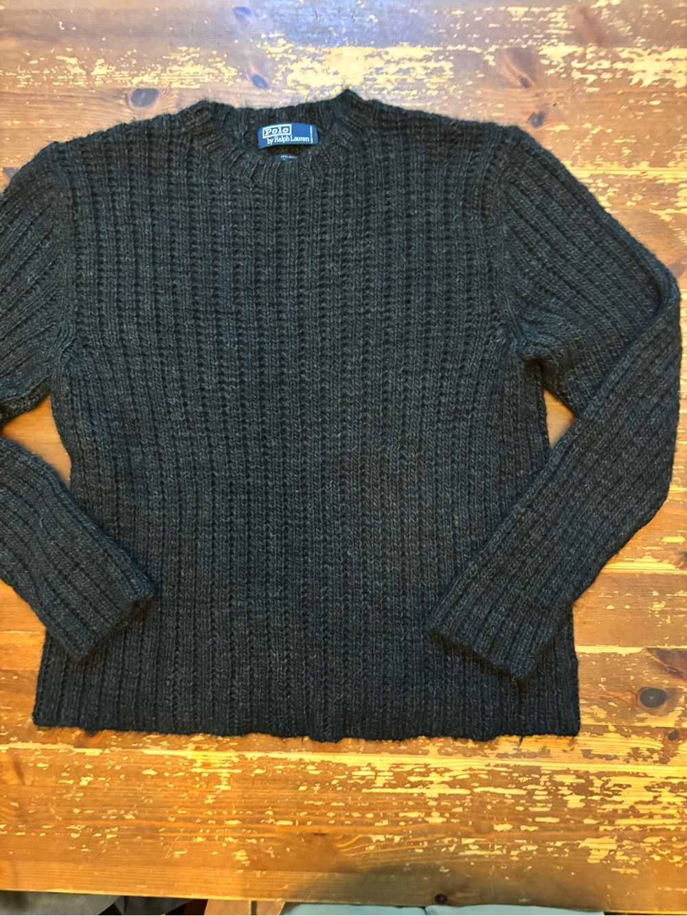 Polo by Ralph Lauren Men's black Cable Knit Sweater 88% alpaca7%viscose5%linen